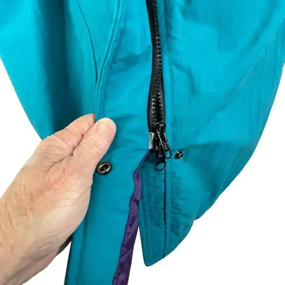 L.L.Bean Green Long Down Zip Up Jacket Coat Removeable Hoodie Vintage Women's XL - Picture 8 of 16